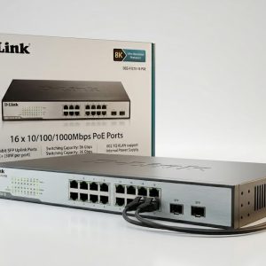 D‑Link DGS‑F1210‑18PS‑E 18‑Port Gigabit Smart Managed PoE+ Switch (16 PoE + 2 SFP, Long‑Reach Support)