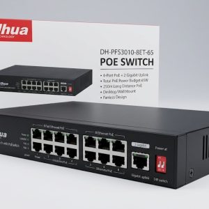 Dahua DH‑PFS3010‑8ET‑65 10‑Port Fast Ethernet PoE Switch (8 PoE + 2 Uplink)