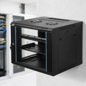 MATRIX 9U 600×600 Double Section Wall-Mount Rack – 1 Fixed Tray, 2 Fans