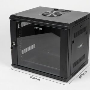 TOTEN 9U Rack 600×590 Single Section – 1 Fixed Tray, 1 Fan