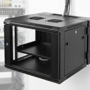 MATRIX 6U 600×600 Double Section Wall-Mount Rack – 1 Fixed Tray, 2 Fans