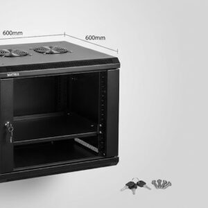 MATRIX 6U 600×600 Single Section Wall-Mount Rack – 1 Fixed Tray, 2 Fans