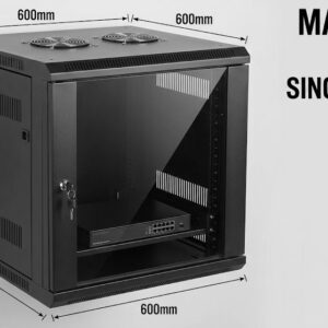 MATRIX 18U 600×600 Single Section Floor-Standing Rack – 1 Fixed Tray, 2 Fans