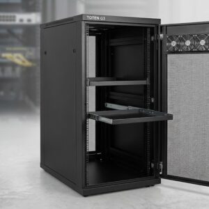 TOTEN G3 42U 600×1000 Server Rack – 2 Fixed Trays, 1 Sliding Tray, 4 Fans