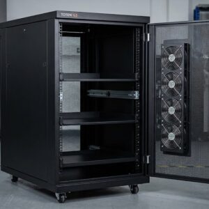 TOTEN G3 42U 800×1000 Server Rack – 2 Fixed Trays, 1 Sliding Tray, 4 Fans